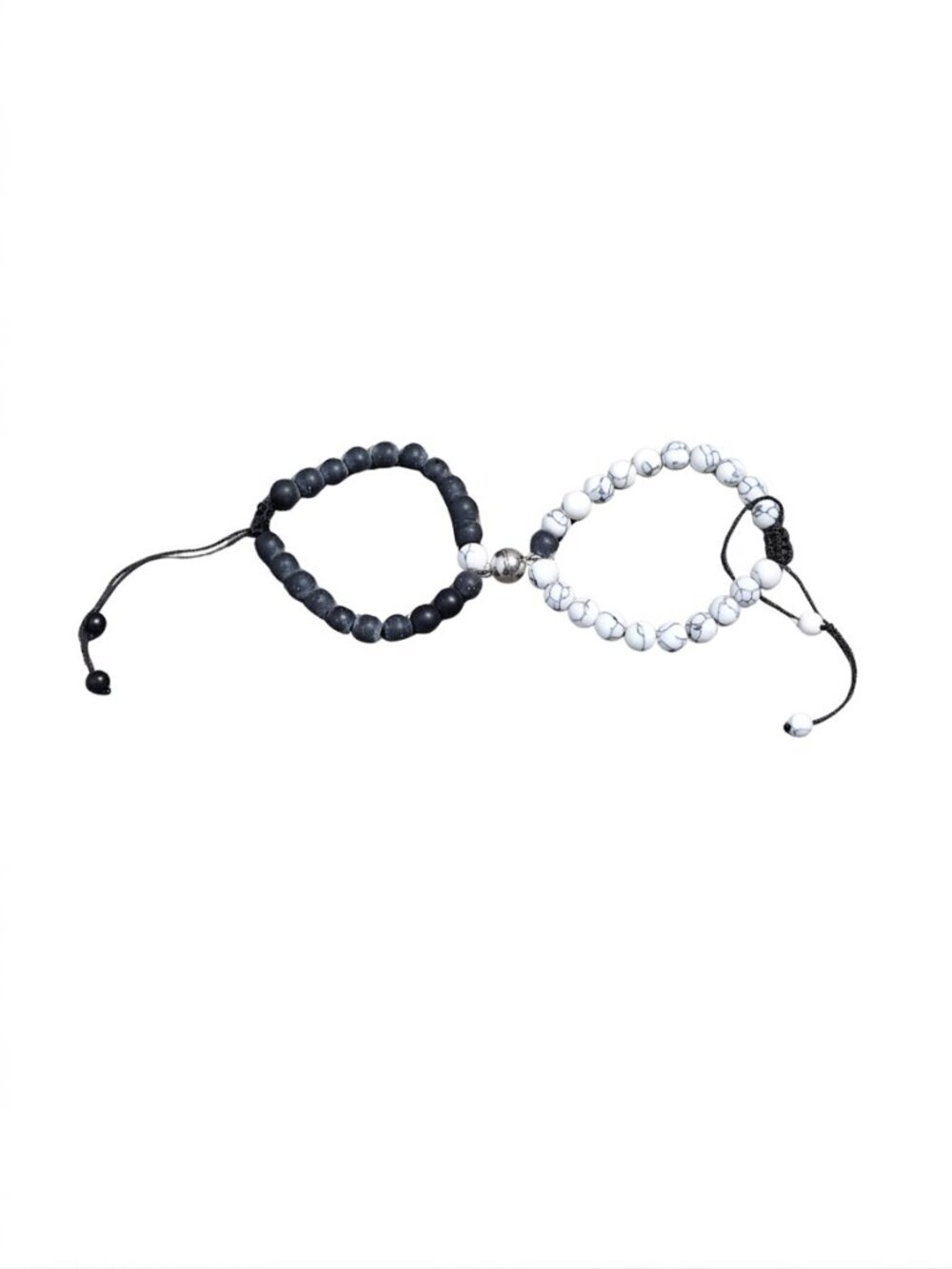 3/$20 NIP | 2 Piece Magnetic Couples Beaded Bracelet Set Black & White